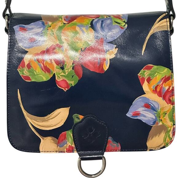 Patricia Nash Ilina Navy Floral Leather Flap Crossbody - Picture 5 of 16